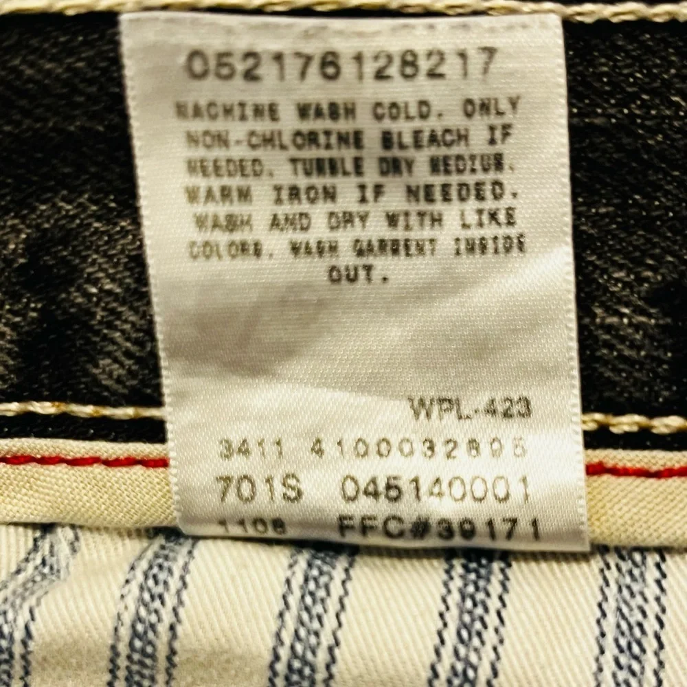 LEVI’S 514 Slim Straight Jeans Black Gray Denim 2008 Mens 33x32 Distressed EUC